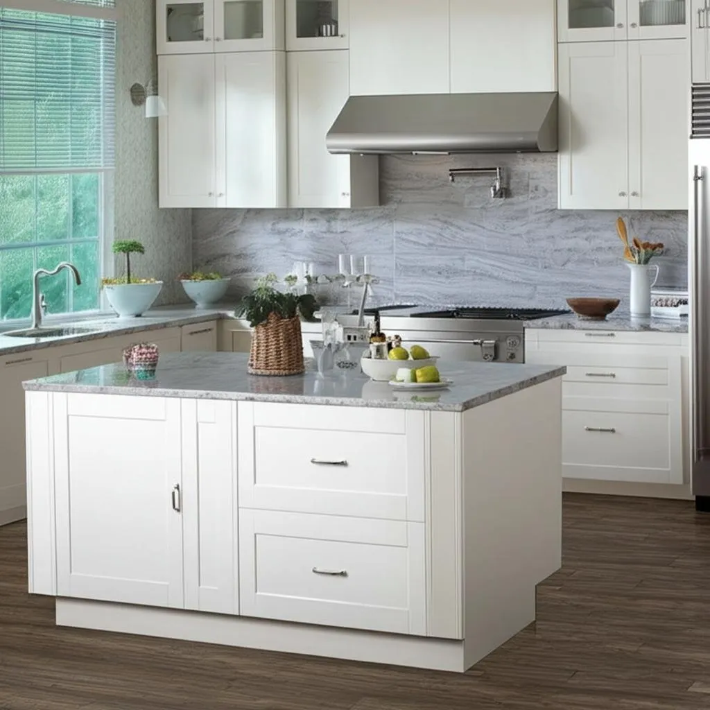 Hampton Bay Shaker Satin White Assembled Base Kitchen Cabinet, photo 2 of 2