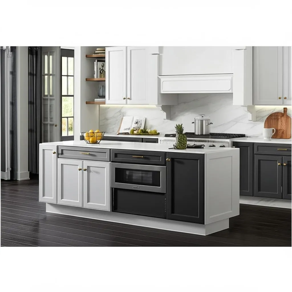 Hampton Bay Avondale 30 in. W x 24 in. D x 34.5 in. H Ready to Assemble Plywood Shaker Microwave Base Kitchen Cabinet in Raven Black, photo 2 of 2
