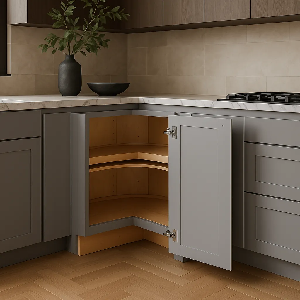 Home Decorators Collection Tremont Lazy Susan Corner Kitchen Cabinet, Pearl Gray, photo 3 of 3