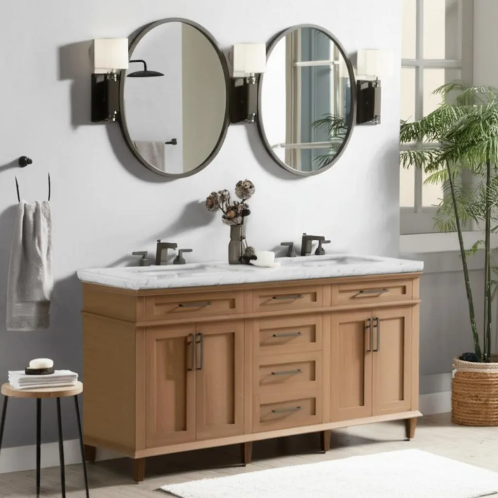 Home Decorators Collection Sonoma 72-Inch Double Sink Bathroom Vanity with Carrara Marble Top, photo 2 of 3