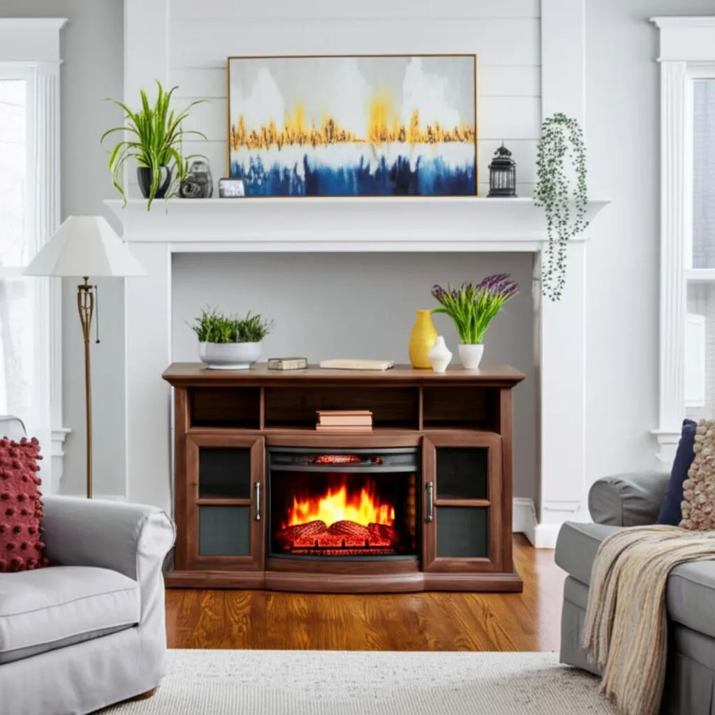 Home Decorators Collection Barden 59" Freestanding Electric Fireplace TV Stand - Antique Coffee, photo 2 of 2