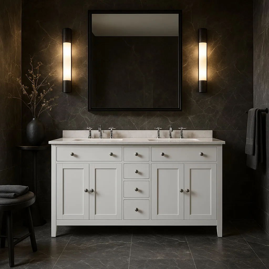 Home Decorators Collection Austen 60-Inch Double Sink Bathroom Vanity with Cultured Marble Top, photo 3 of 3