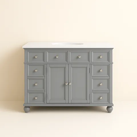 Hampton Harbor Gray Vanity with Marble Top
