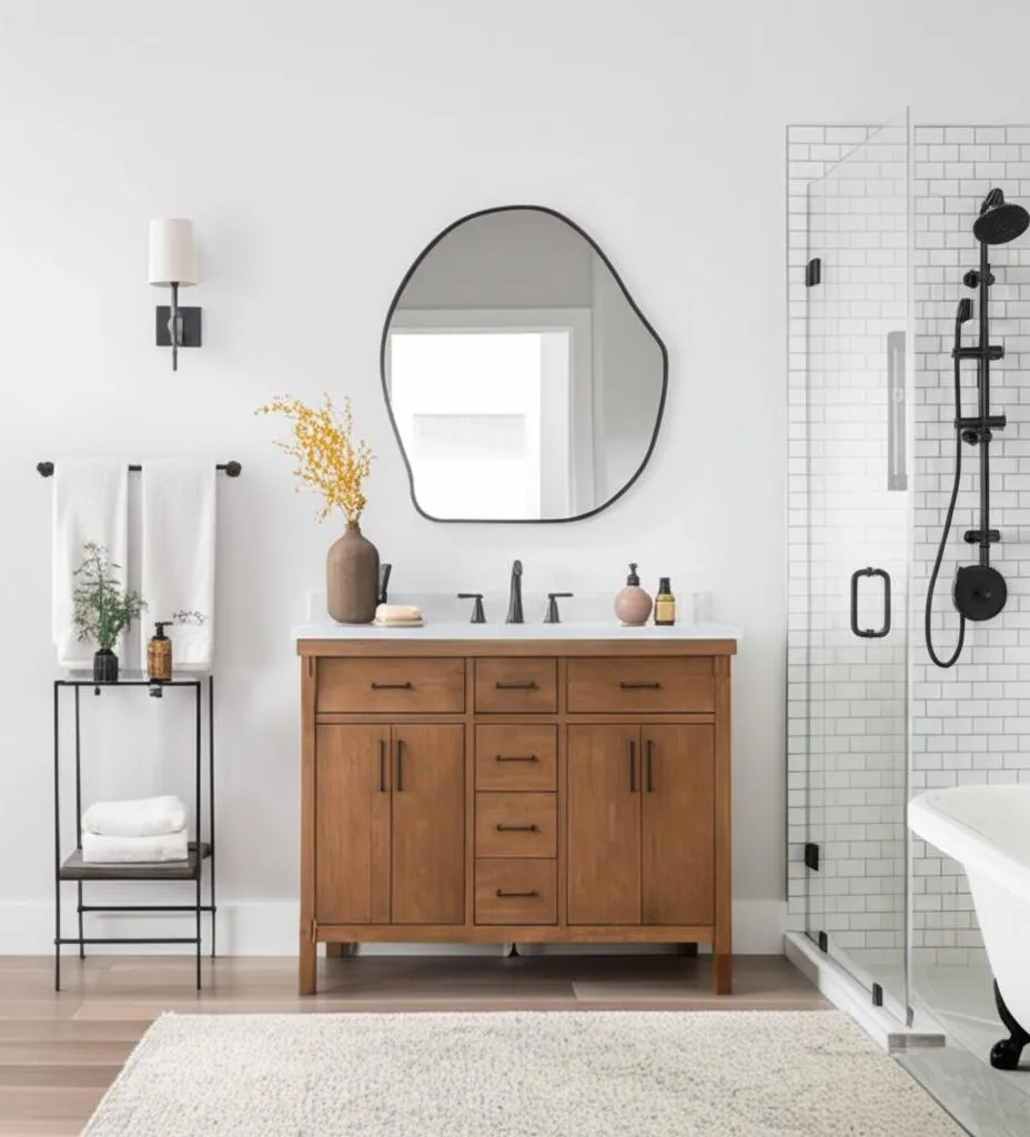 Home Decorators Collection Bellington 60 in. Double Sink Vanity in Almond Toffee with White Engineered Stone Top, photo 2 of 3