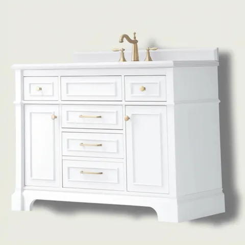 Melpark 48" White Vanity with Marble Top