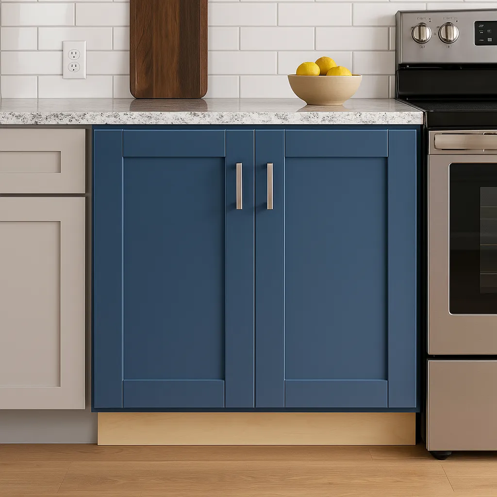 Home Decorators Collection Washington Vessel Blue Plywood Shaker Assembled Base Kitchen Cabinet Soft Close 30 in W x 24 in D x 34.5 in H, photo 2 of 3