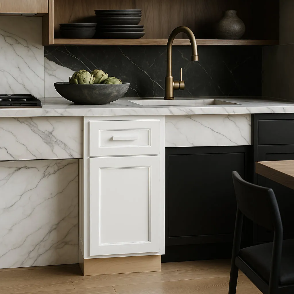 Home Decorators Collection Grayson 12 in. W x 24 in. D x 34.5 in. H Assembled Plywood Base Kitchen Cabinet in Pacific White, photo 3 of 3