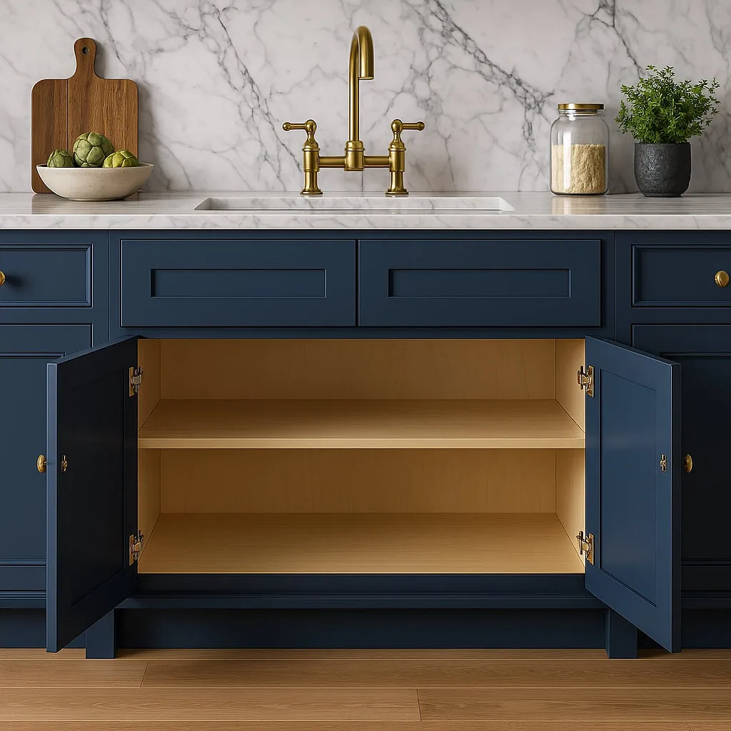 Home Decorators Collection Newport 36" Mythic Blue Soft Close Kitchen Cabinet, photo 2 of 3