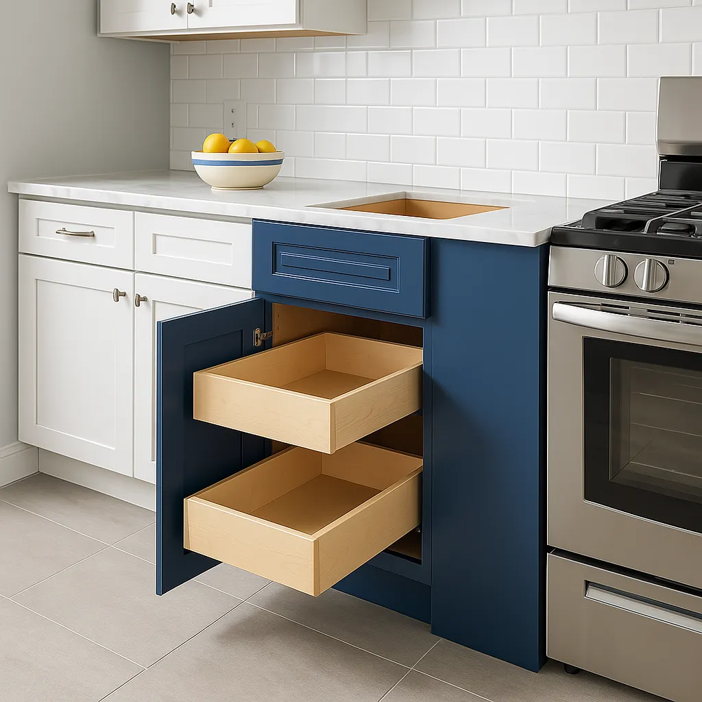 Home Decorators Collection Grayson Mythic Blue Kitchen Cabinet, photo 3 of 4