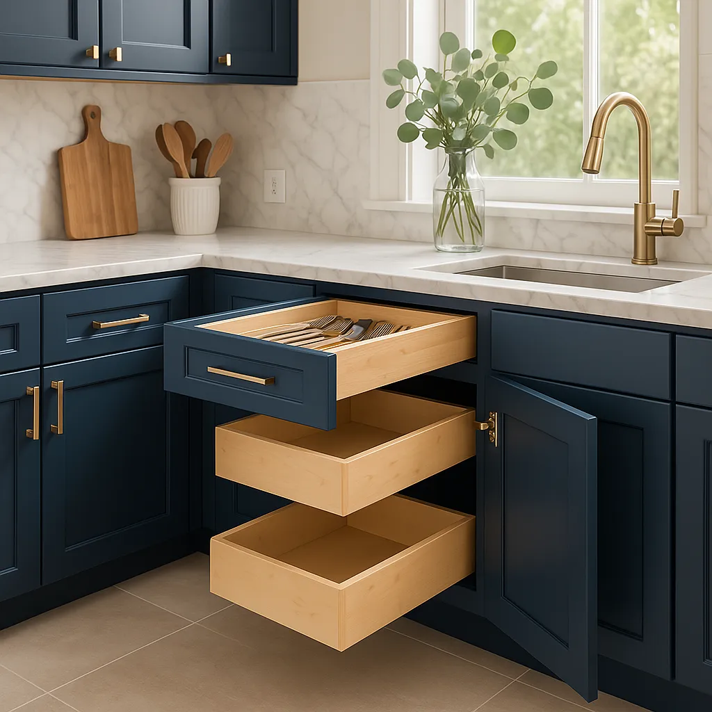 Home Decorators Collection Grayson Mythic Blue Kitchen Cabinet, photo 3 of 4