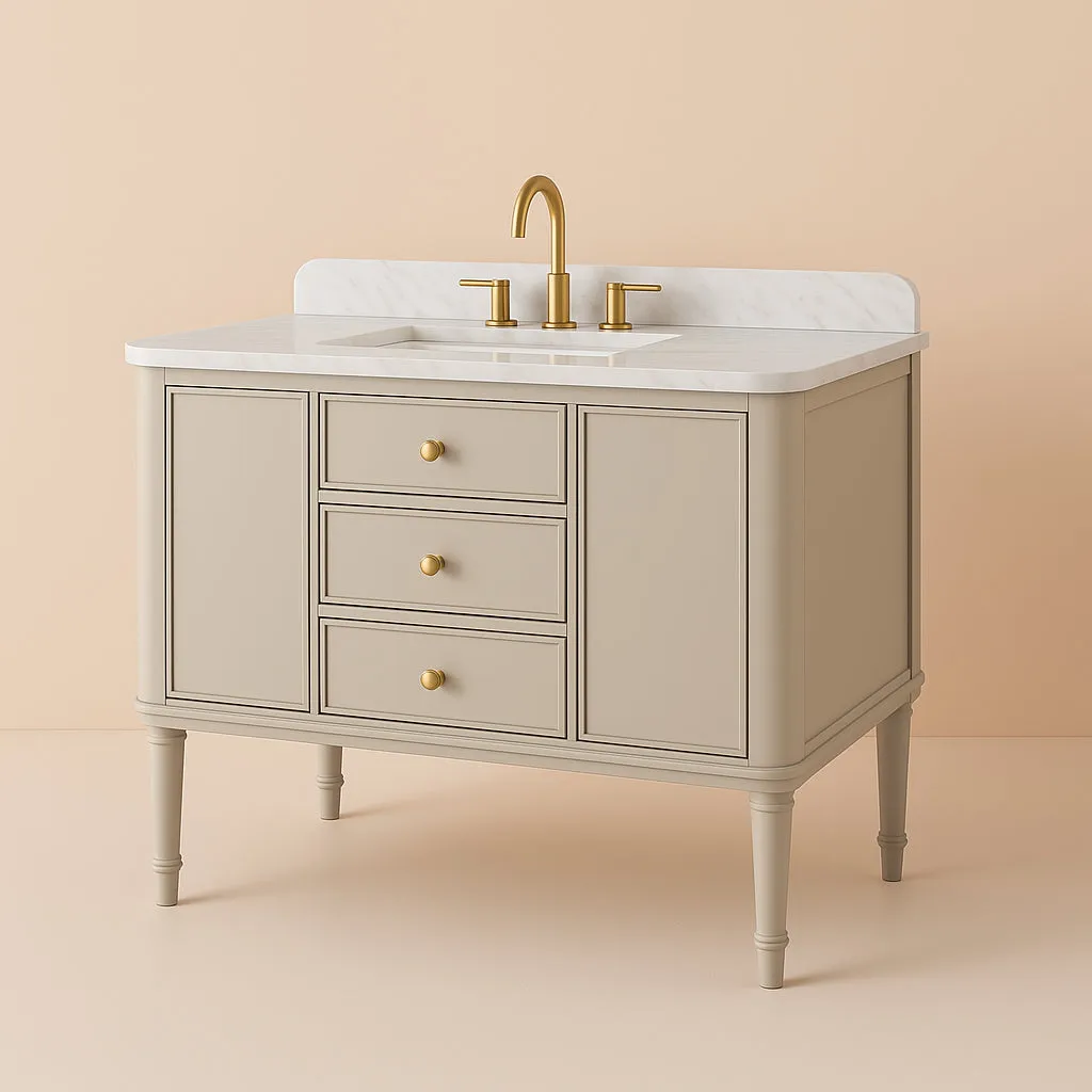Home Decorators Collection Collette 48-Inch Single Sink Bathroom Vanity in Greige with Carrara Marble Top, photo 2 of 4