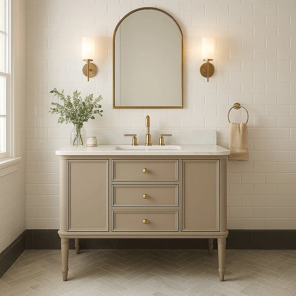Home Decorators Collection Collette 48-Inch Single Sink Bathroom Vanity in Greige with Carrara Marble Top, photo 3 of 4