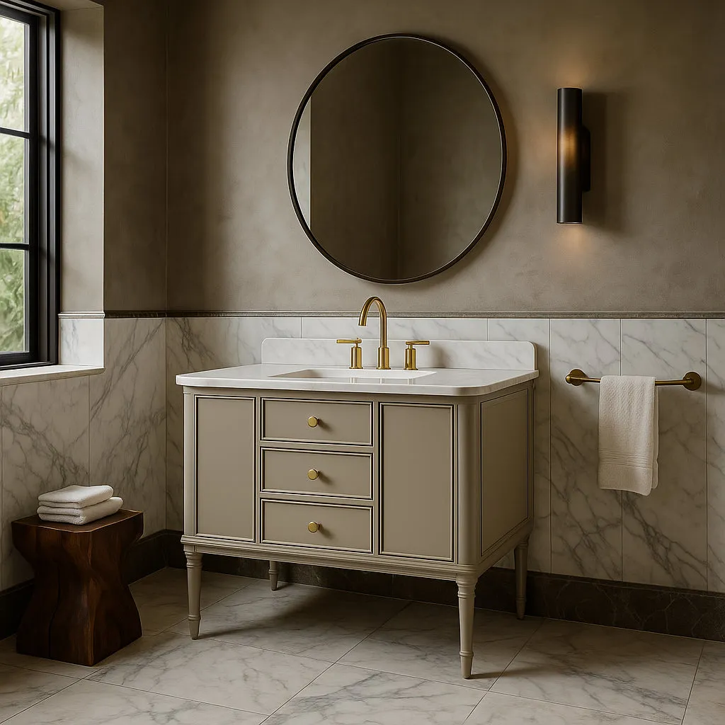 Home Decorators Collection Collette 48-Inch Single Sink Bathroom Vanity in Greige with Carrara Marble Top, photo 4 of 4