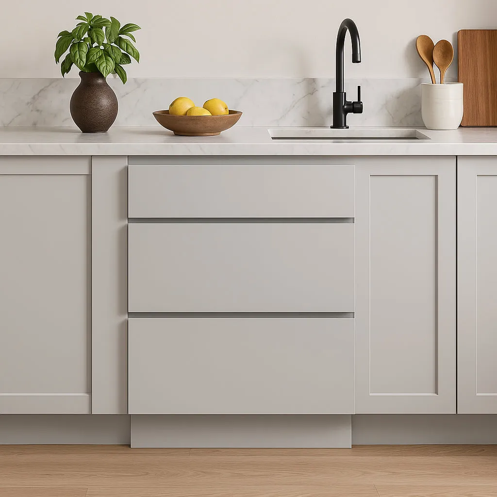 RELIABILT Overlake 18-in W x 34.5-in H x 24-in D Gray 3-Drawer Base Cabinet, Ready to Assemble, Plywood, Shaker Style, photo 7 of 7