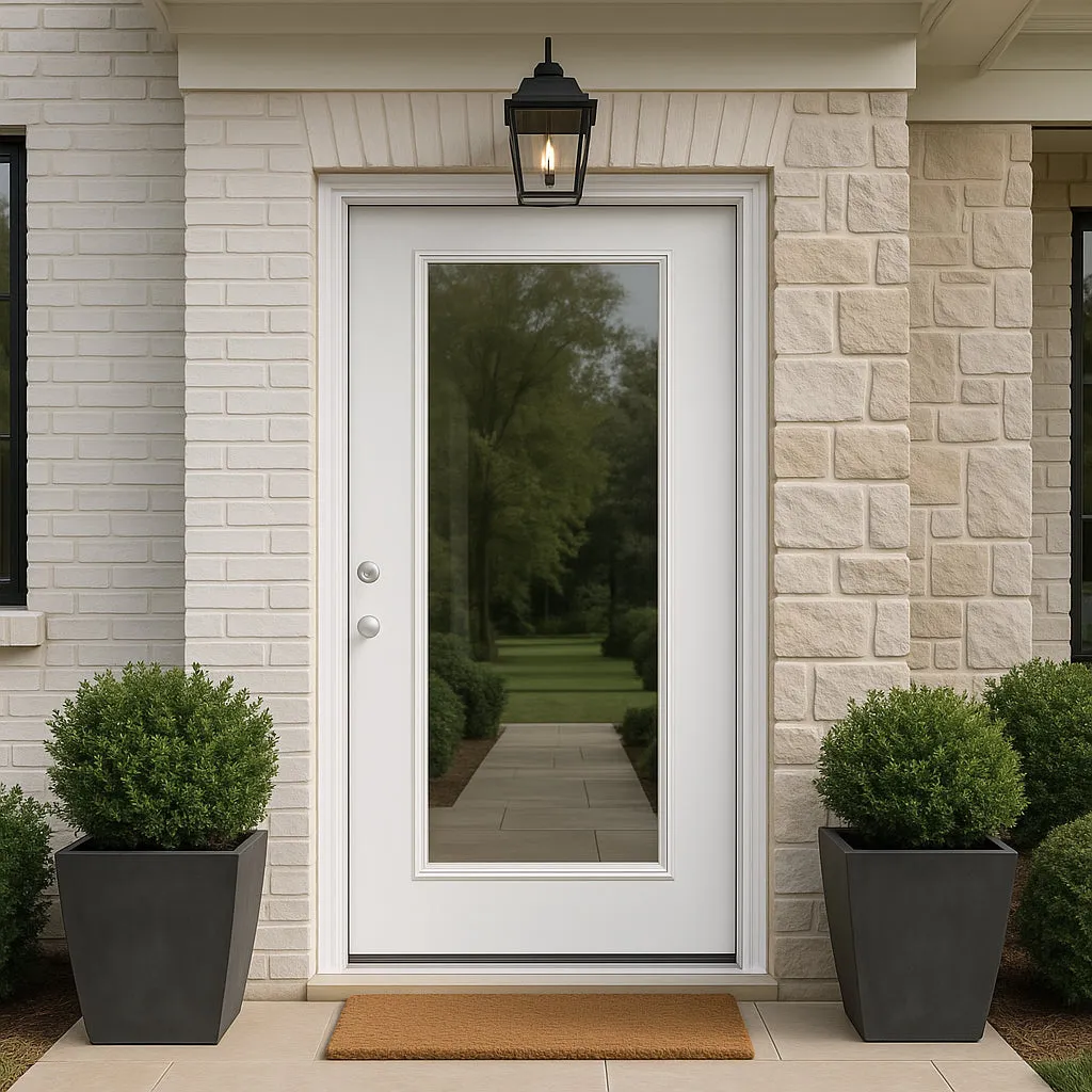 Masonite Premium 9 Lite Primed Steel Prehung Front Door, Right-Hand Inswing, No Brickmold, 36 in. x 80 in., photo 7 of 12