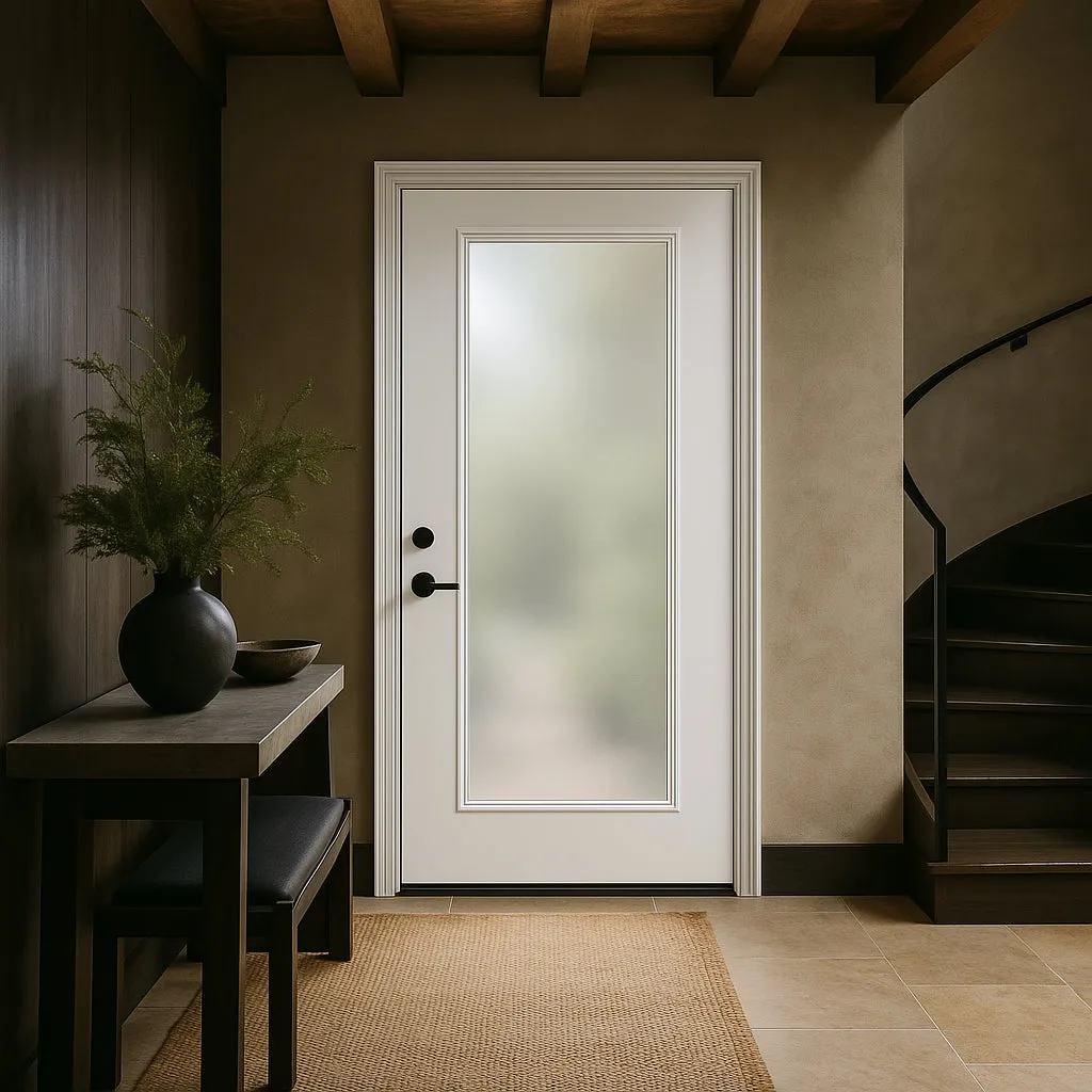 Masonite Premium 9 Lite Primed Steel Prehung Front Door, Right-Hand Inswing, No Brickmold, 36 in. x 80 in., photo 8 of 12