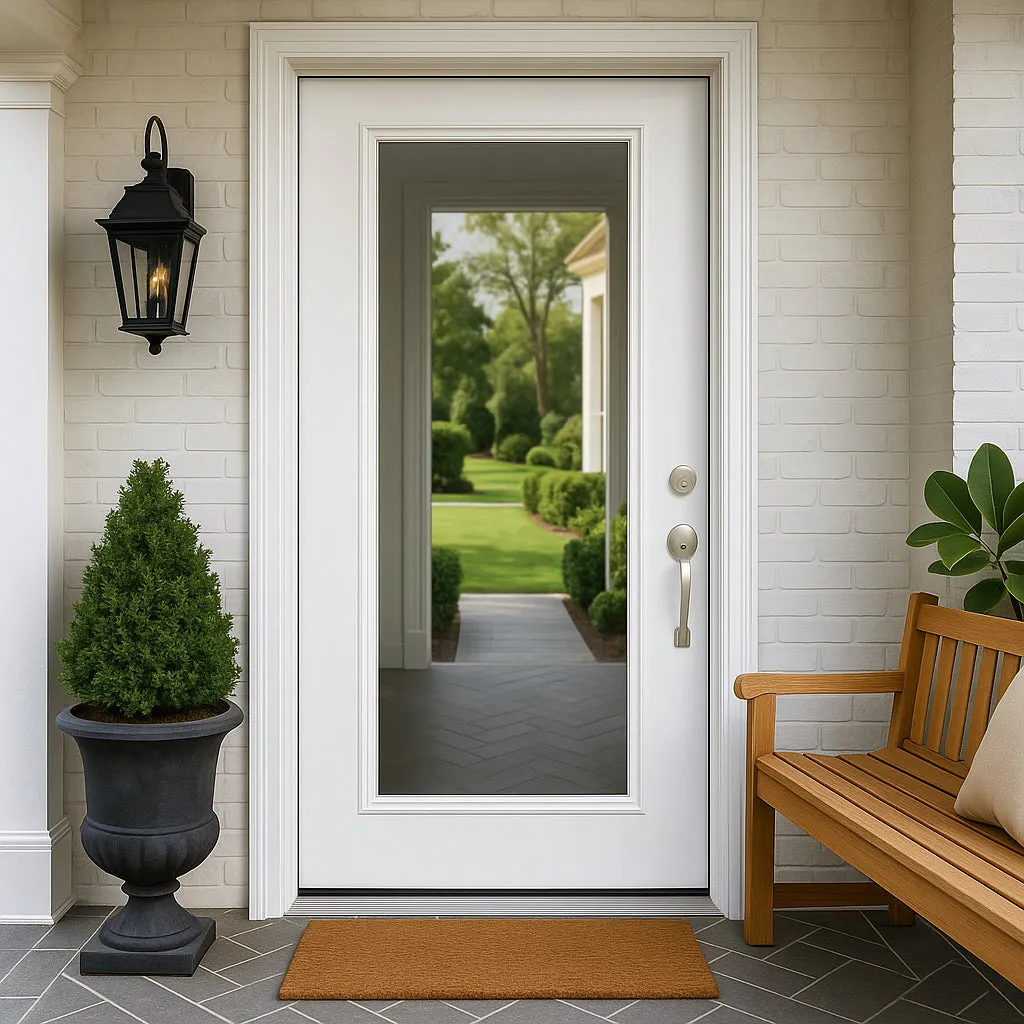 Masonite Premium 9 Lite Primed Steel Prehung Front Door, Right-Hand Inswing, No Brickmold, 36 in. x 80 in., photo 3 of 12