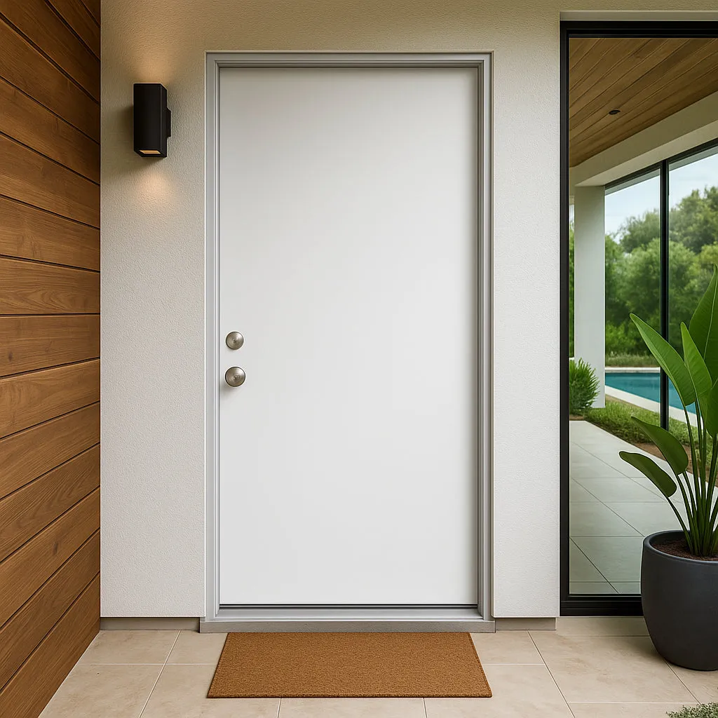 Masonite 36 x 80 in. Premium Flush Right-Hand Inswing Primed Steel Prehung Exterior Door No Brickmold, photo 3 of 4