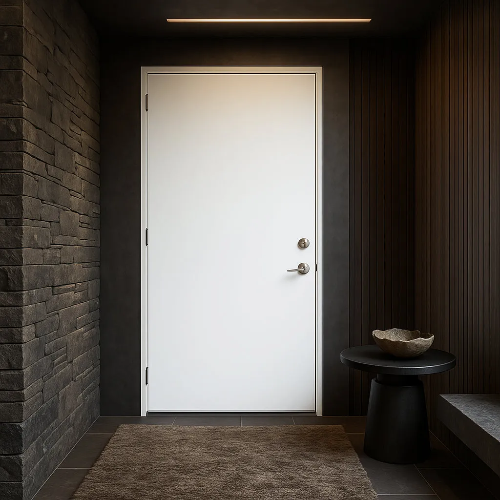 Masonite 32 in. x 80 in. Premium Right-Hand Outswing Flush Primed Steel Prehung Exterior Door, No Brickmold, photo 4 of 4
