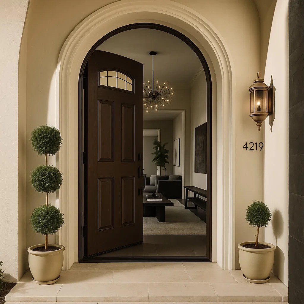 Masonite Croxley Camber Fan Lite 36 in. x 80 in. Right-Hand Oak Grain Espresso Finished Fiberglass Prehung Front Door (No Brickmold), photo 3 of 5