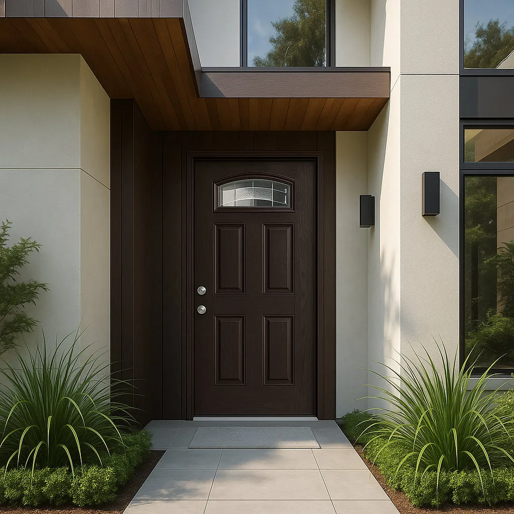 Masonite Croxley Camber Fan Lite 36 in. x 80 in. Right-Hand Oak Grain Espresso Finished Fiberglass Prehung Front Door (No Brickmold), photo 4 of 5