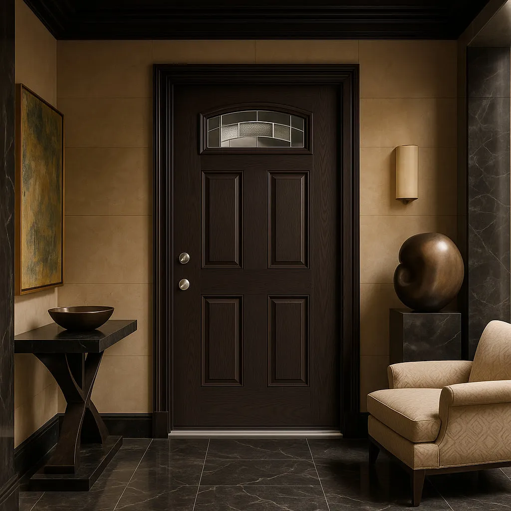 Masonite Croxley Camber Fan Lite 36 in. x 80 in. Right-Hand Oak Grain Espresso Finished Fiberglass Prehung Front Door (No Brickmold), photo 5 of 5