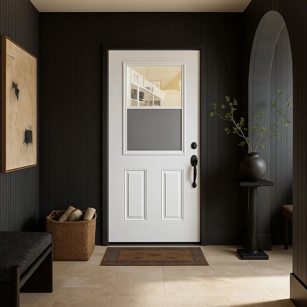 Masonite 32 x 80 in. Vent Lite Right-Hand Inswing Primed Smooth Fiberglass Prehung Front Exterior Door No Brickmold, photo 3 of 5