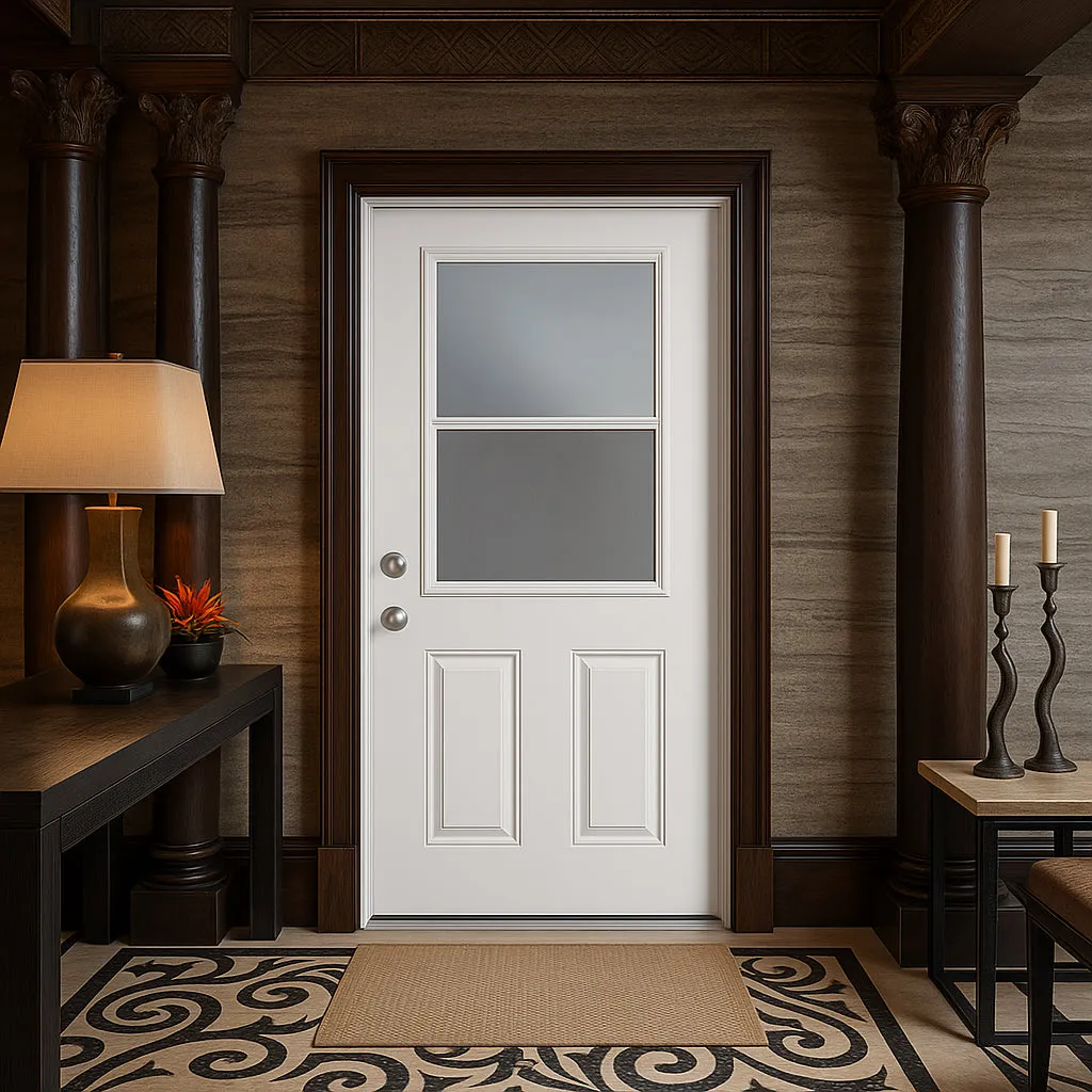 Masonite 32 x 80 in. Vent Lite Right-Hand Inswing Primed Smooth Fiberglass Prehung Front Exterior Door No Brickmold, photo 5 of 5