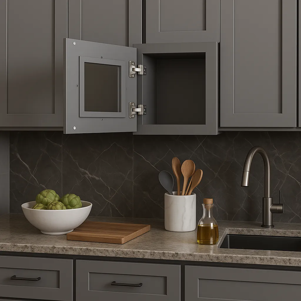 HOMEIBRO 12 in. W x 12 in. D x 12 in. H Shaker Gray Plywood Wall Kitchen Cabinet with 1-Door, photo 3 of 4