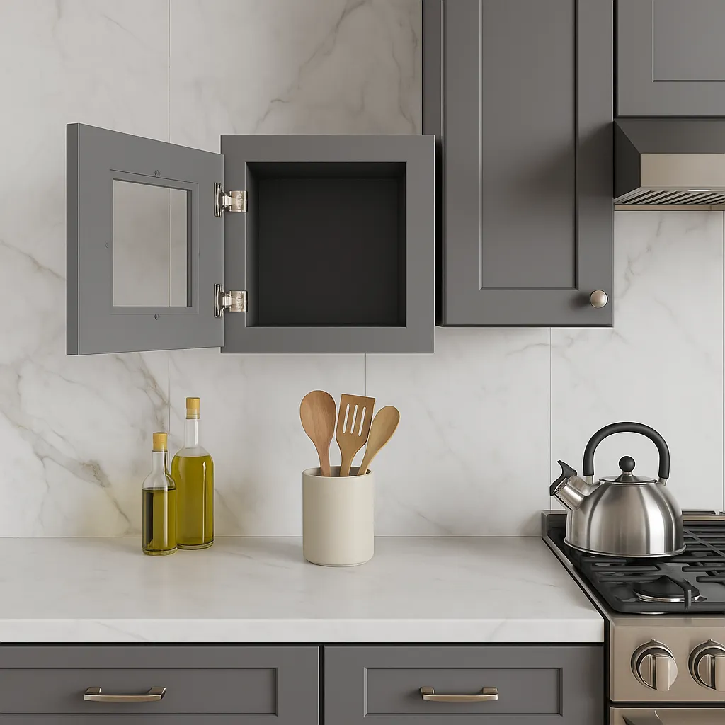 HOMEIBRO 12 in. W x 12 in. D x 12 in. H Shaker Gray Plywood Wall Kitchen Cabinet with 1-Door, photo 2 of 4