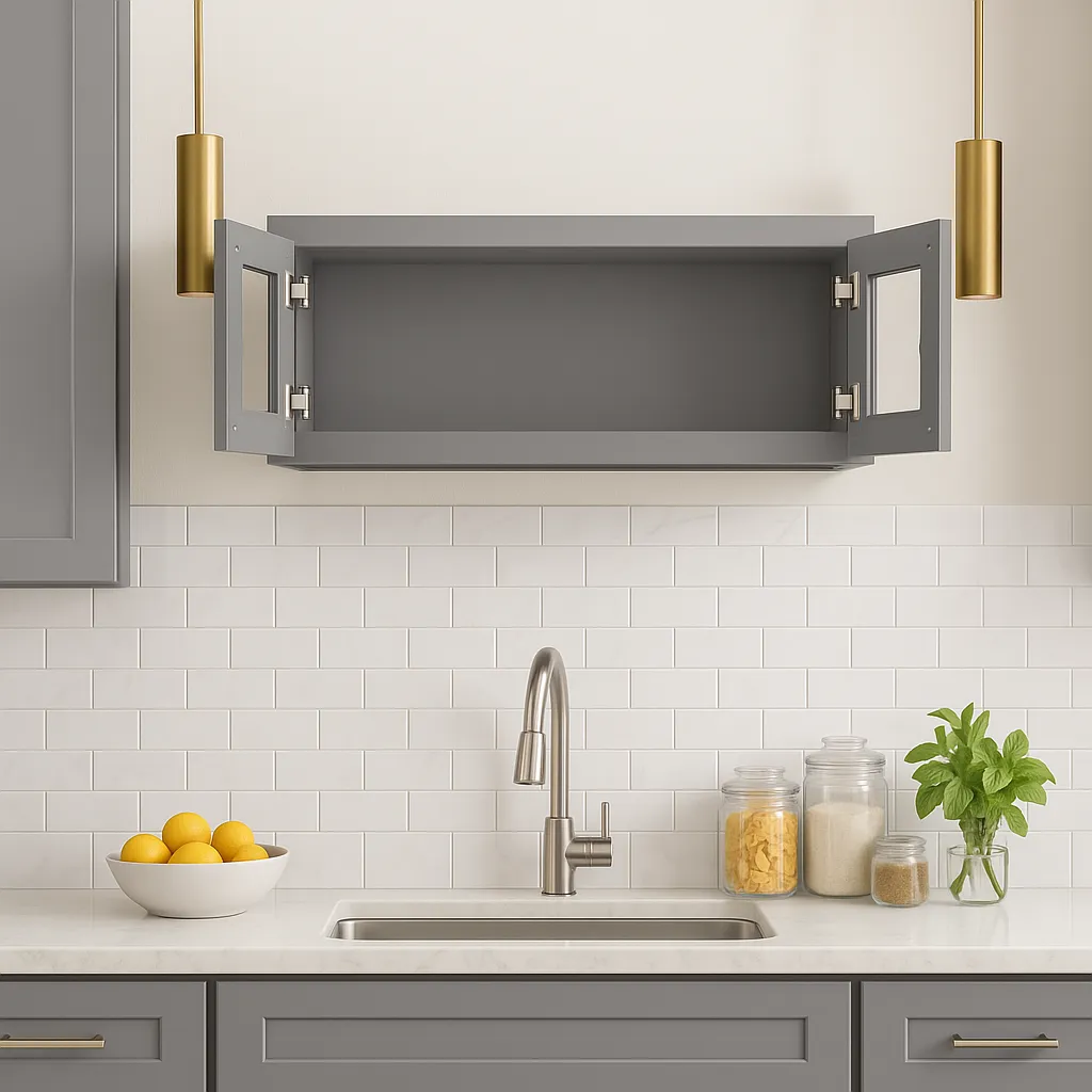 HOMEIBRO 36 in. W x 12 in. D x 12 in. H Shaker Gray Plywood Wall Kitchen Cabinet with 2 Doors, photo 2 of 4