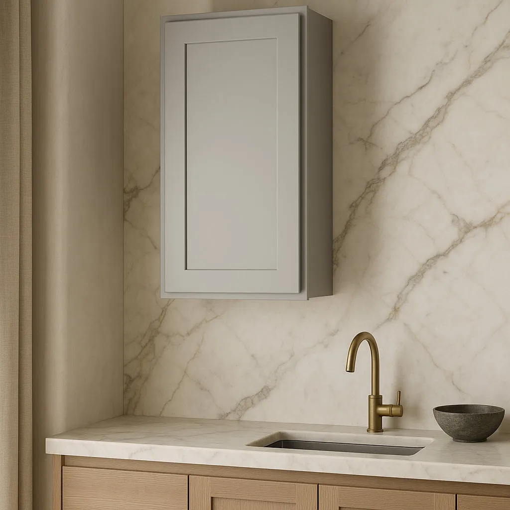 Hampton Bay Avondale 15 in. W x 12 in. D x 30 in. H Ready to Assemble Plywood Shaker Wall Kitchen Cabinet in Dove Gray, photo 2 of 4