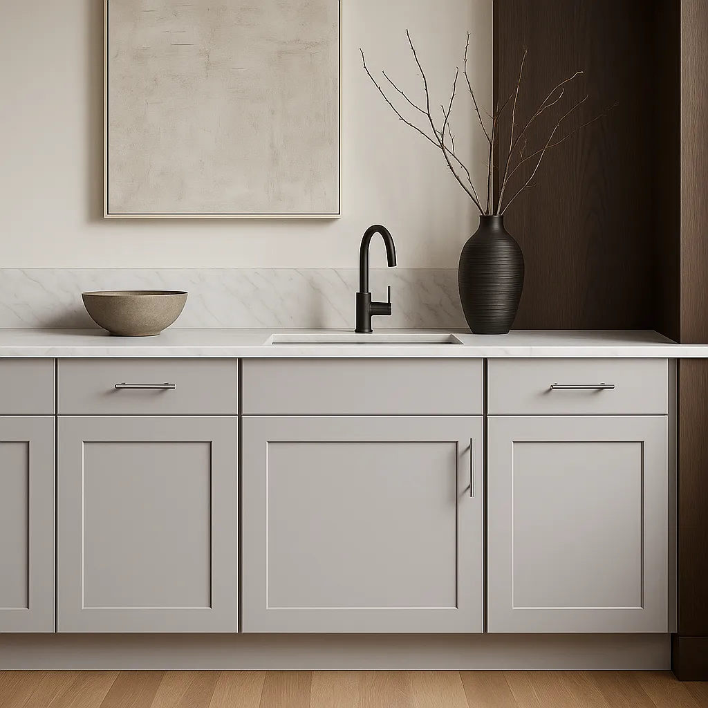 Hampton Bay Avondale 15 in. W x 24 in. D x 34.5 in. H Ready to Assemble Plywood Shaker Base Kitchen Cabinet in Dove Gray, photo 2 of 4