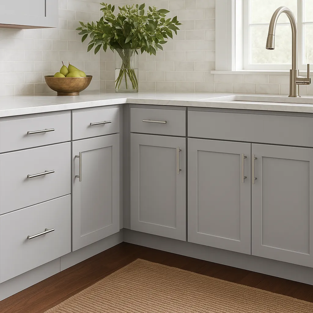Hampton Bay Avondale 15 in. W x 24 in. D x 34.5 in. H Ready to Assemble Plywood Shaker Base Kitchen Cabinet in Dove Gray, photo 4 of 4