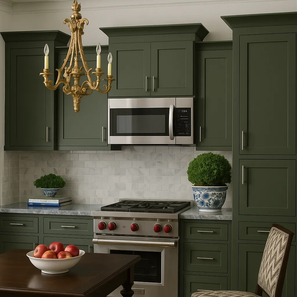 Hampton Bay Avondale 24 in. W x 12 in. D x 36 in. H Plywood Shaker Wall Kitchen Cabinet in Fern Green, photo 3 of 4