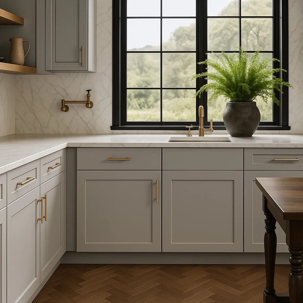 Hampton Bay Avondale 21 in. W x 24 in. D x 34.5 in. H Ready to Assemble Plywood Shaker Base Kitchen Cabinet in Dove Gray, photo 2 of 4