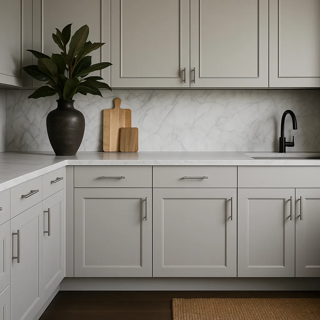 Hampton Bay Avondale 21 in. W x 24 in. D x 34.5 in. H Ready to Assemble Plywood Shaker Base Kitchen Cabinet in Dove Gray, photo 3 of 4