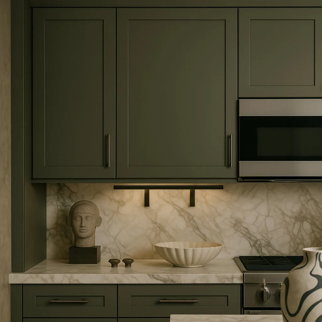 Hampton Bay Avondale 18 in. W x 12 in. D x 36 in. H Ready to Assemble Plywood Shaker Wall Kitchen Cabinet in Fern Green, photo 2 of 4