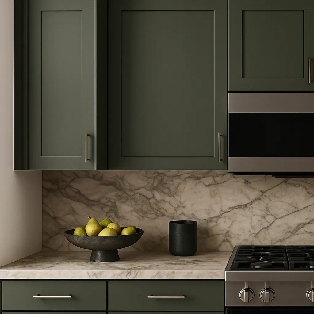 Hampton Bay Avondale 18 in. W x 12 in. D x 36 in. H Ready to Assemble Plywood Shaker Wall Kitchen Cabinet in Fern Green, photo 3 of 4