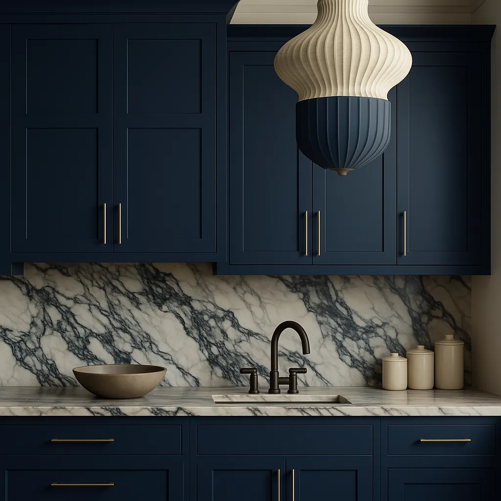 Hampton Bay Avondale 27 in. W x 12 in. D x 36 in. H Ready-to-Assemble Plywood Shaker Wall Kitchen Cabinet in Ink Blue, photo 3 of 4