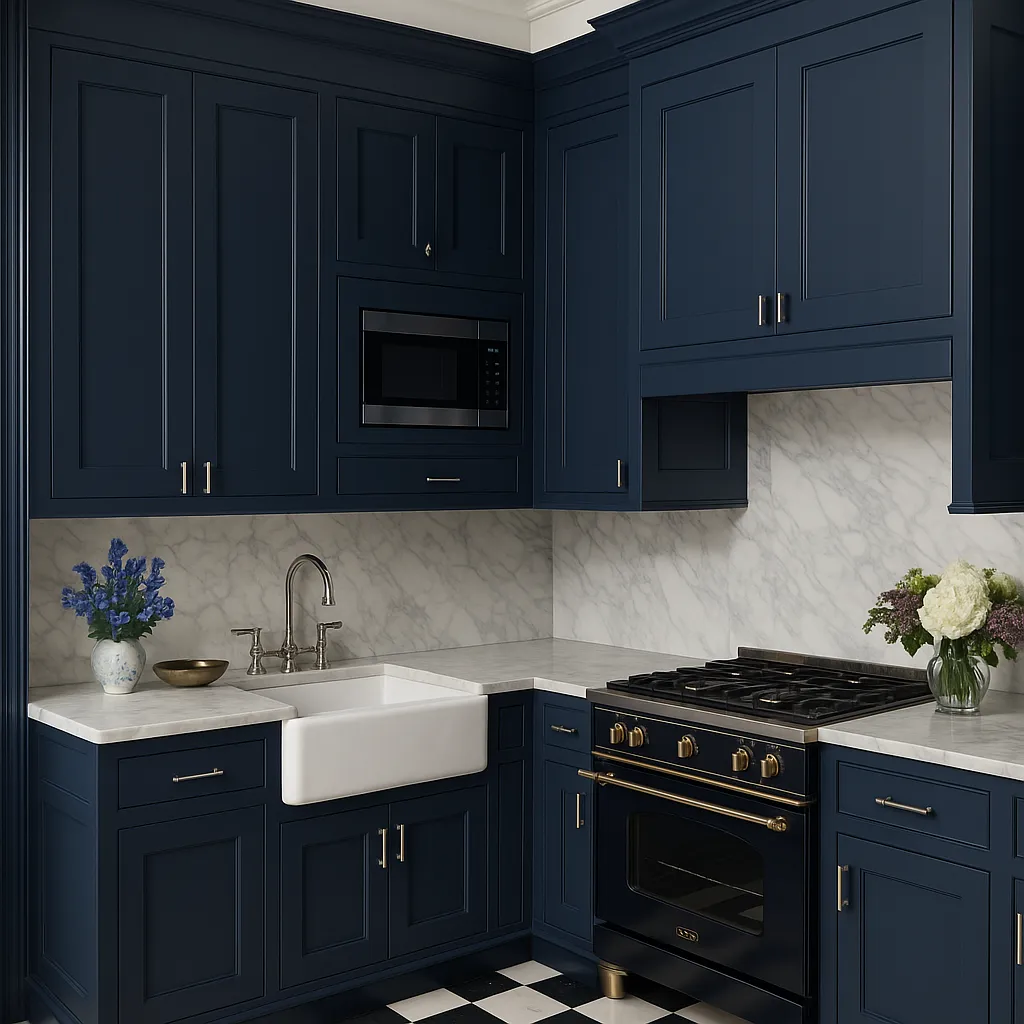 Hampton Bay Avondale 27 in. W x 12 in. D x 36 in. H Ready-to-Assemble Plywood Shaker Wall Kitchen Cabinet in Ink Blue, photo 4 of 4