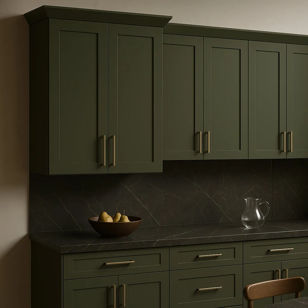 Hampton Bay Avondale 27 in. W x 12 in. D x 36 in. H Ready to Assemble Plywood Shaker Wall Kitchen Cabinet in Fern Green, photo 2 of 4