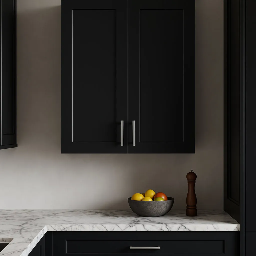 Hampton Bay Avondale 30 in. W x 12 in. D x 36 in. H Ready to Assemble Plywood Shaker Wall Kitchen Cabinet in Raven Black, photo 2 of 4