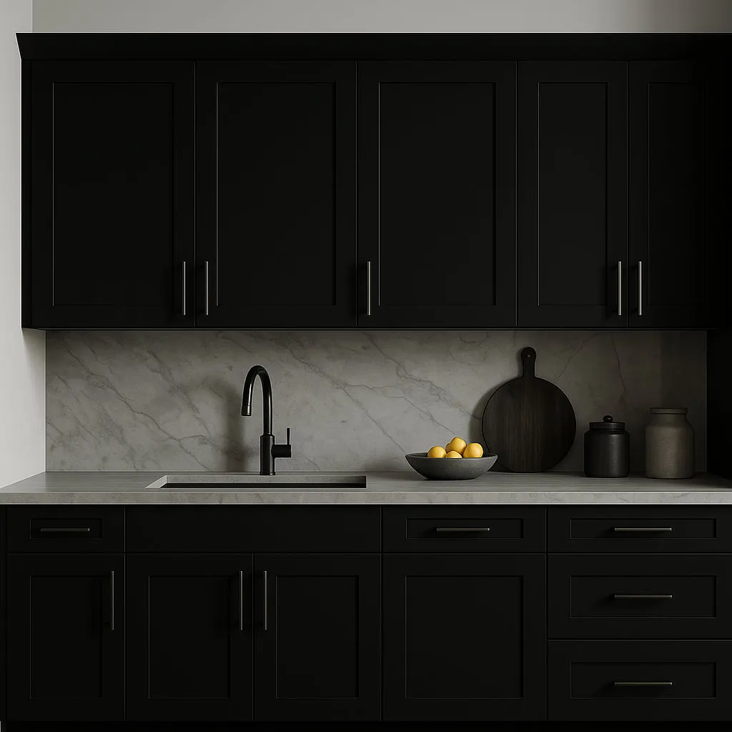 Hampton Bay Avondale 30 in. W x 12 in. D x 36 in. H Ready to Assemble Plywood Shaker Wall Kitchen Cabinet in Raven Black, photo 3 of 4