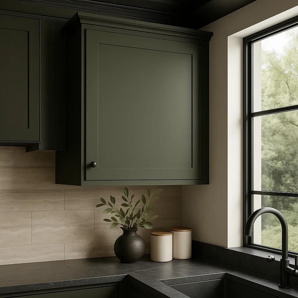 Hampton Bay Avondale 24 in. W x 12 in. D x 30 in. H Ready to Assemble Plywood Shaker Wall Kitchen Cabinet in Fern Green, photo 2 of 4