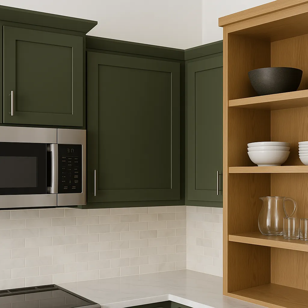 Hampton Bay Avondale 24 in. W x 12 in. D x 30 in. H Ready to Assemble Plywood Shaker Wall Kitchen Cabinet in Fern Green, photo 3 of 4