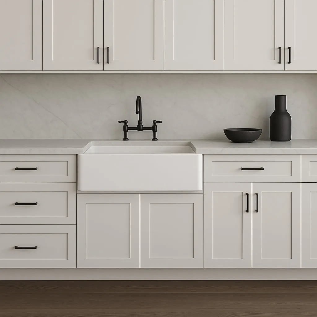 HOMEIBRO White Painted Shaker Style Farm Sink Base Cabinet, 36 in. W x 34.5 in. H x 24 in. D, photo 2 of 4