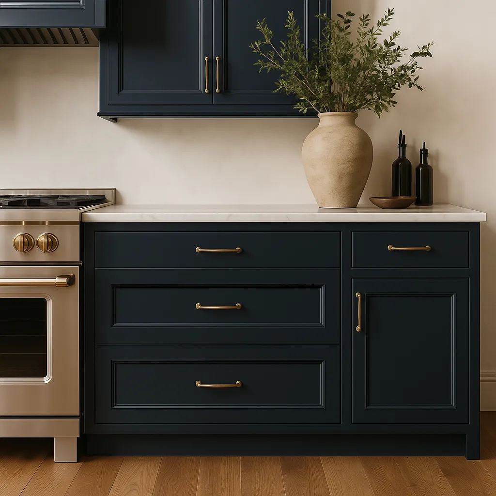 Hampton Bay Avondale 36 in. Ready to Assemble Plywood Shaker Drawer Base Kitchen Cabinet in Ink Blue, photo 4 of 4