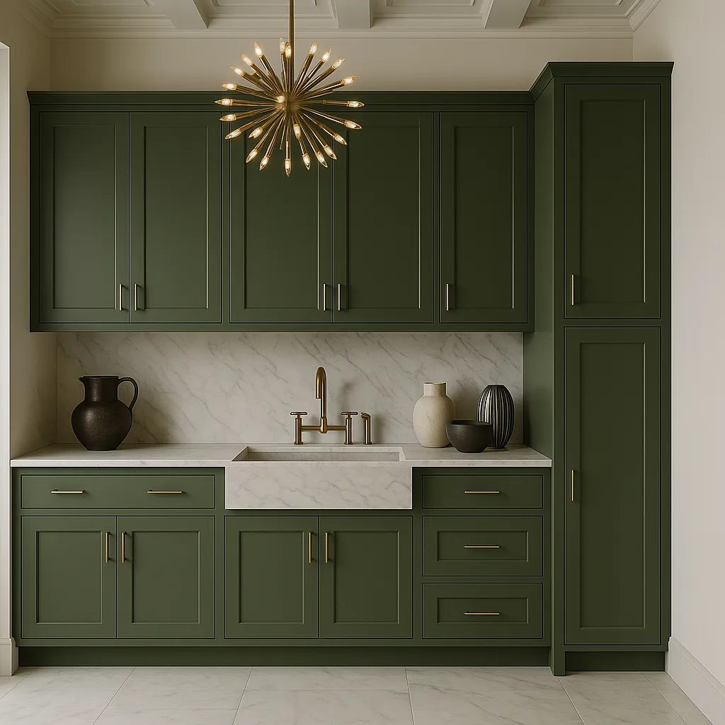 Hampton Bay Avondale 18 in. W x 24 in. D x 90 in. H Ready to Assemble Plywood Shaker Pantry Kitchen Cabinet in Fern Green, photo 4 of 4