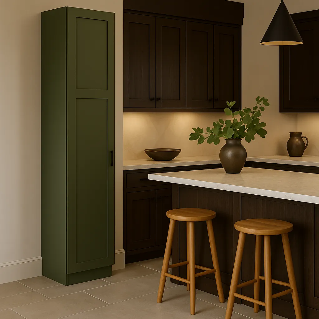 Hampton Bay Avondale 18 in. W x 24 in. D x 84 in. H Ready to Assemble Plywood Shaker Pantry Kitchen Cabinet in Fern Green, photo 2 of 4